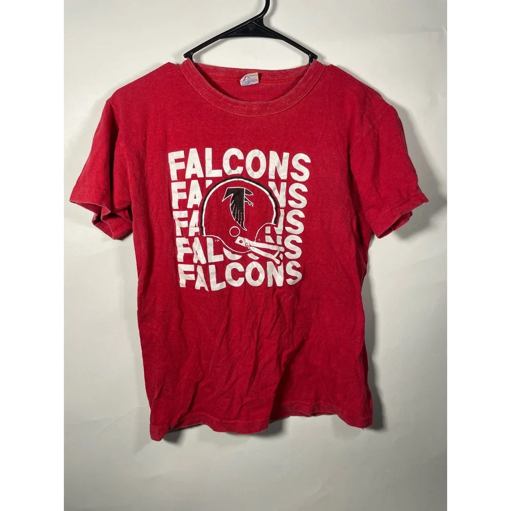Vintage Champion Atlanta Falcons T-Shirt Mens Medium Red Football NFL Tee 70s 80 - Picture 2 of 6